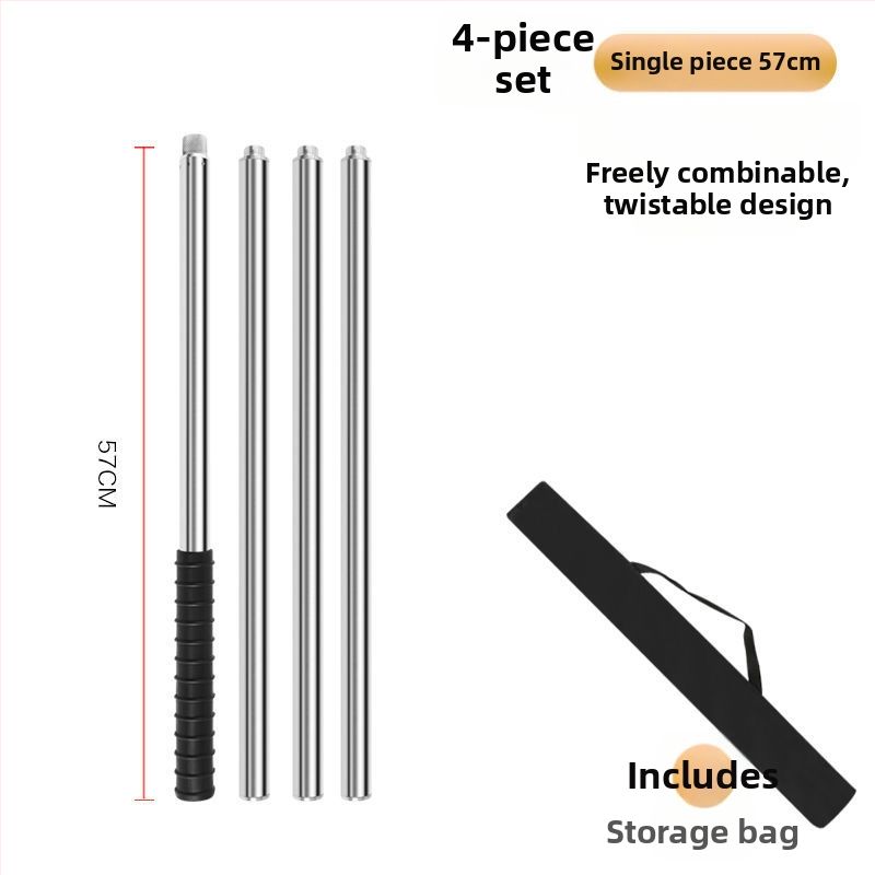 Telekopická sieťová tyč na rybolov z nehrdzavejúcej ocele, bezšvová trubka, zosilnená viacúčelová súprava