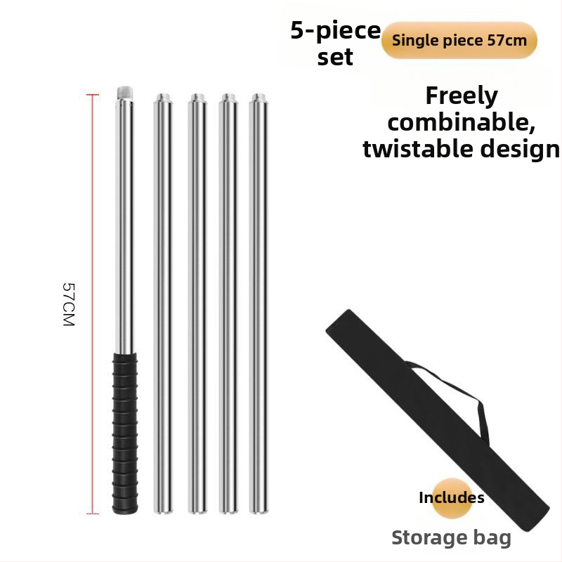 Telekopická sieťová tyč na rybolov z nehrdzavejúcej ocele, bezšvová trubka, zosilnená viacúčelová súprava