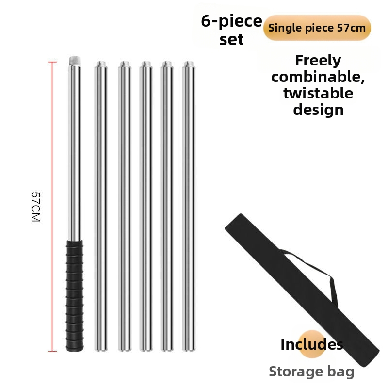 Telekopická sieťová tyč na rybolov z nehrdzavejúcej ocele, bezšvová trubka, zosilnená viacúčelová súprava