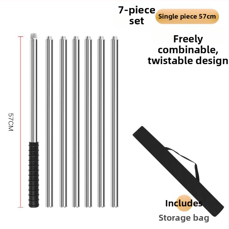 Telekopická sieťová tyč na rybolov z nehrdzavejúcej ocele, bezšvová trubka, zosilnená viacúčelová súprava