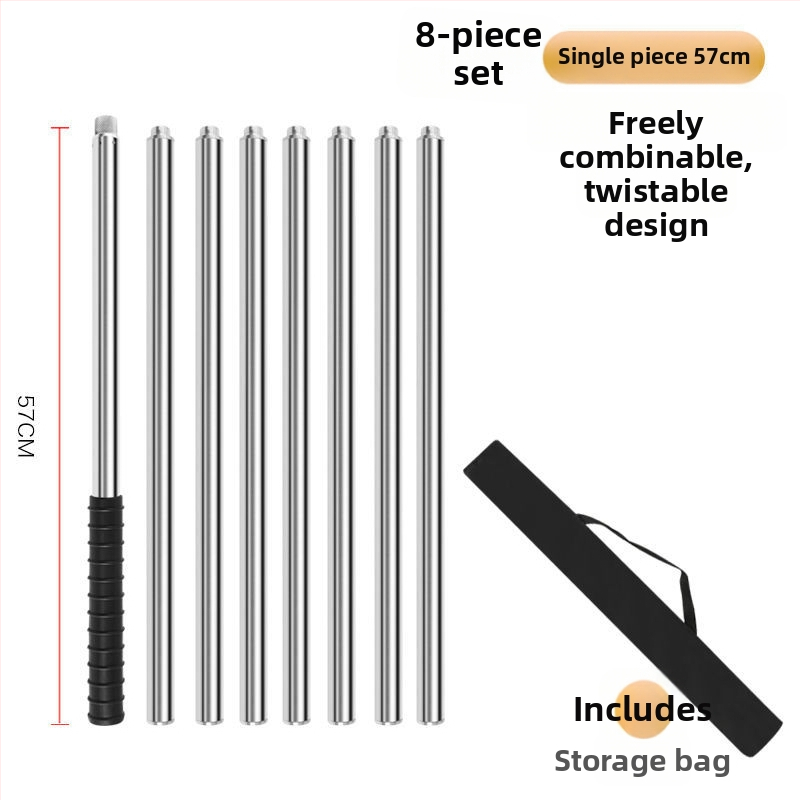 Telekopická sieťová tyč na rybolov z nehrdzavejúcej ocele, bezšvová trubka, zosilnená viacúčelová súprava