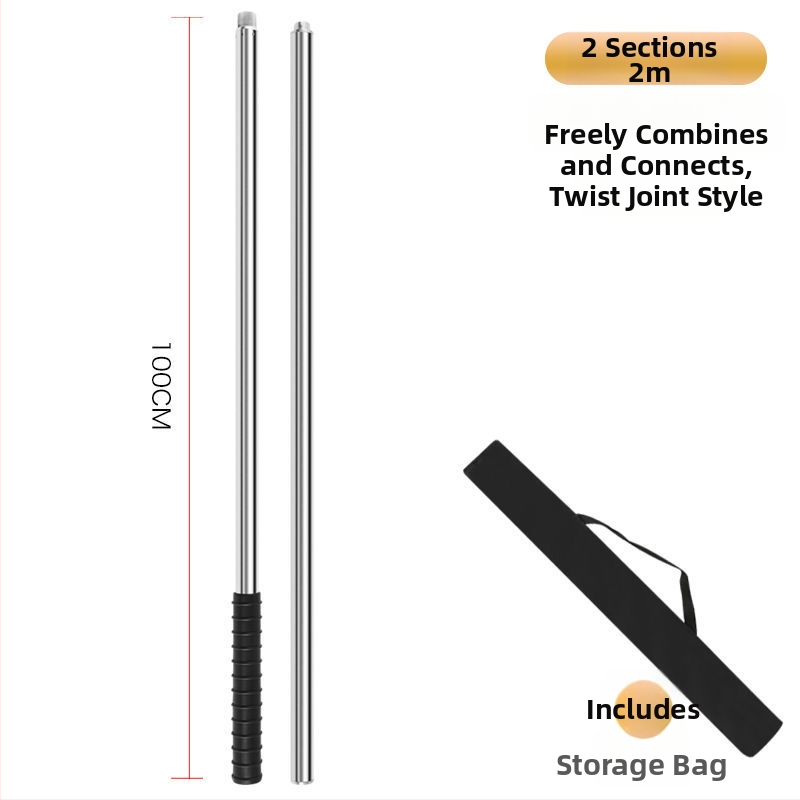 Telekopická sieťová tyč na rybolov z nehrdzavejúcej ocele, bezšvová trubka, zosilnená viacúčelová súprava