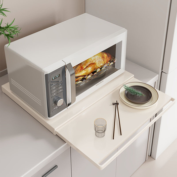 Kuchynský stojan na mikrovlnnú rúru s dolným stojanom a vysúvacím nástrojom na prípravu jedla (Materiál: uhlíková oceľ; Model: 47-39; Štýl: moderný minimalistický; Spracovanie: prispôsobenie podľa vzoriek)