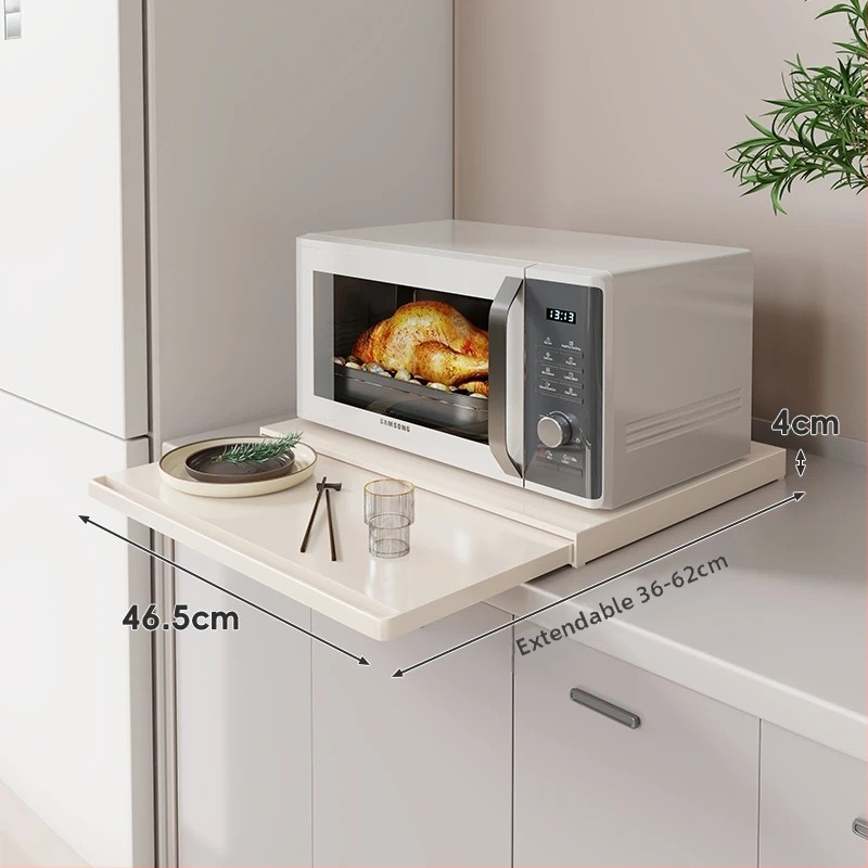 Kuchynský stojan na mikrovlnnú rúru s dolným stojanom a vysúvacím nástrojom na prípravu jedla (Materiál: uhlíková oceľ; Model: 47-39; Štýl: moderný minimalistický; Spracovanie: prispôsobenie podľa vzoriek)