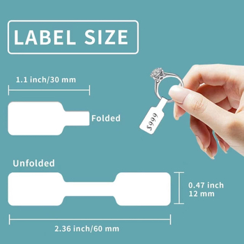 Cijene etikete za nakit - kraft papir samoljepljive, die-cut izrez, Glassine baza, 500 kom/rol, otpornost do 70°C