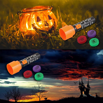 LED прожекционен фенер с персонализируеми модели; батерия 3.7V; LED източник; пластмасов корпус; обхват до 50 м