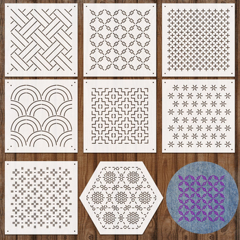 Sashiko šablona za vez - mekana PET šablona s geometrijskim uzorkom za DIY ručno šivanje
