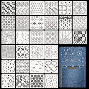 Sashiko šablona za vez - mekana PET šablona s geometrijskim uzorkom za DIY ručno šivanje
