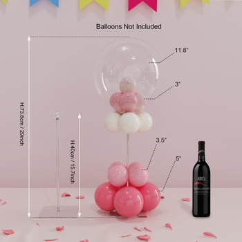 Stalak za balone na stol s prozirnom stupom i držačem za vuču — unutarnja uporaba, plastika, Model: New Table Floating