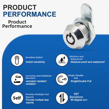 Κύλινδρος κλειδώματος JK303, τροποποίηση αντί-κλοπής για πόρτες, κράμα ψευδαργύρου, Ø12 mm άνοιγμα, για ντουλάπες και κουτιά