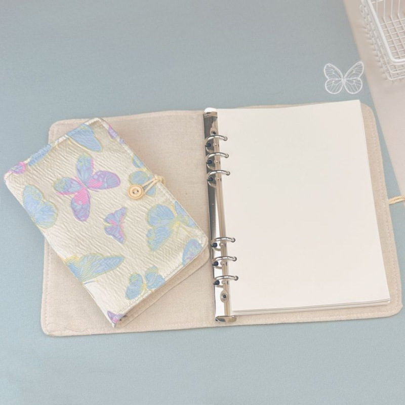 Caiet textil cu foi detașabile, legătură detașabilă, pagini de hârtie