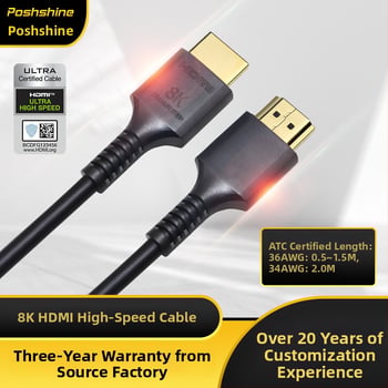 Pushuan HDMI kabel od oksigen-free bakra, zlatno obložene kontakte, podrška 8K@60Hz