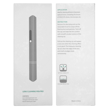 Τρίγωνο μεταλλικό στυλό καθαρισμού φακών για κάμερες – καθαρισμός φακών και οπτικών καθρεπτών; σώμα από αεροπορικό αλουμίνιο; συμβατό με τηλεσκόπια, μικροσκόπια, γυαλιά, UAV και προβολείς; δυνατότητα OEM