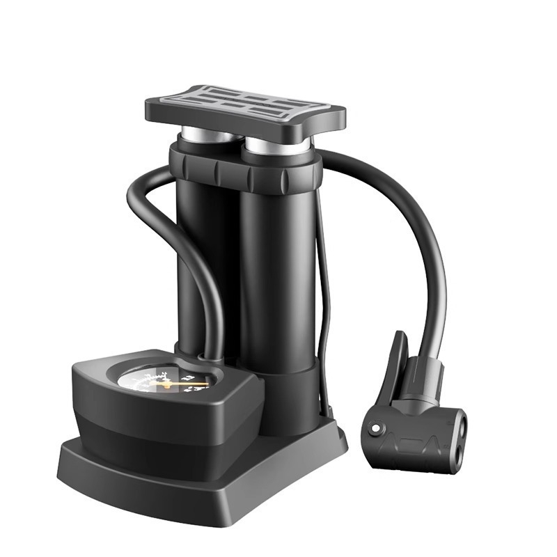 Pompă pedală pentru biciclete, model 2236, construcție din fier, 160 psi, pompă orizontală acționată de picior