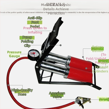 Visokotlačna pedala pumpa za automobil – prijenosna pumpa za inflaciju, model 1412, marka Deep excavation, duljina 28 cm