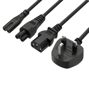 Захранващ кабел по UK стандарт, 3-пинов щепсел, PVC обвивка, CE сертифициран, 2-жилен