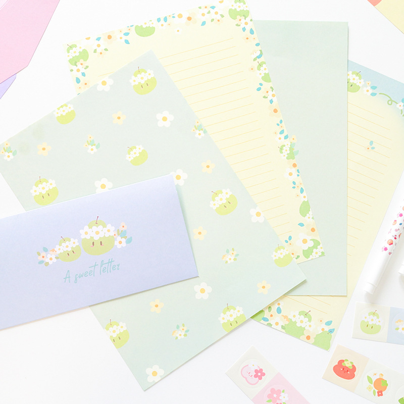 Set de hârtie pentru scris cu plicuri cu fructe – Stil occidental, Brand Made, Import: Nu, Cadou: Nu, Licență IP: Nu