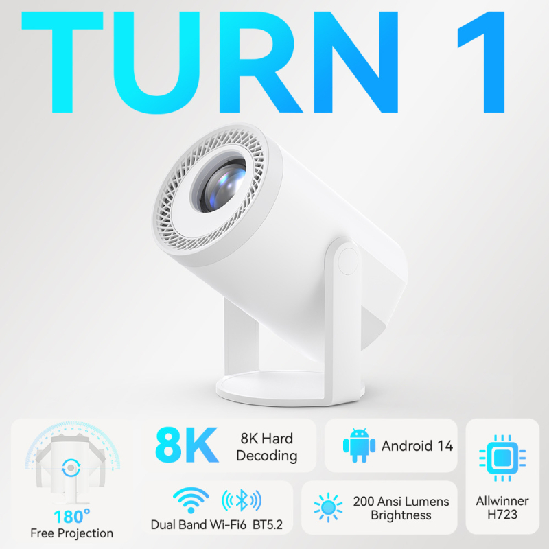 Prijenosni projektor JUNUO TURN1 WG, 37W • 720P (1280x720) • Svjetlina 200