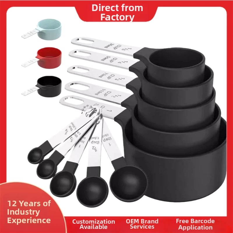 Σετ μετρητών φλιτζανιών και κουταλιών, 10 τεμάχια, PP κατάλληλο για τρόφιμα, μαγειρικά εργαλεία για το ψήσιμο