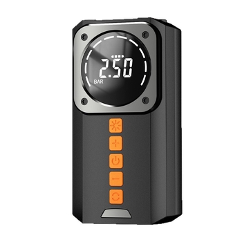 Επαναφορτιζόμενος εκκινητής αυτοκινήτου με ενσωματωμένη τράπεζα ενέργειας και φουσκωτήρα — 12V, 120W, μονοκύλινδρος, 35 L/min, 450 g