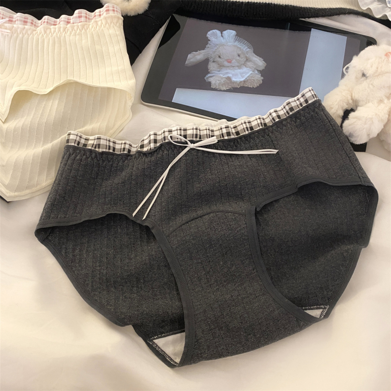 Damske pamucne gaćice s visokim strukom, prozračne i antibakterijske, pleteni materijal s kariranim uzorkom