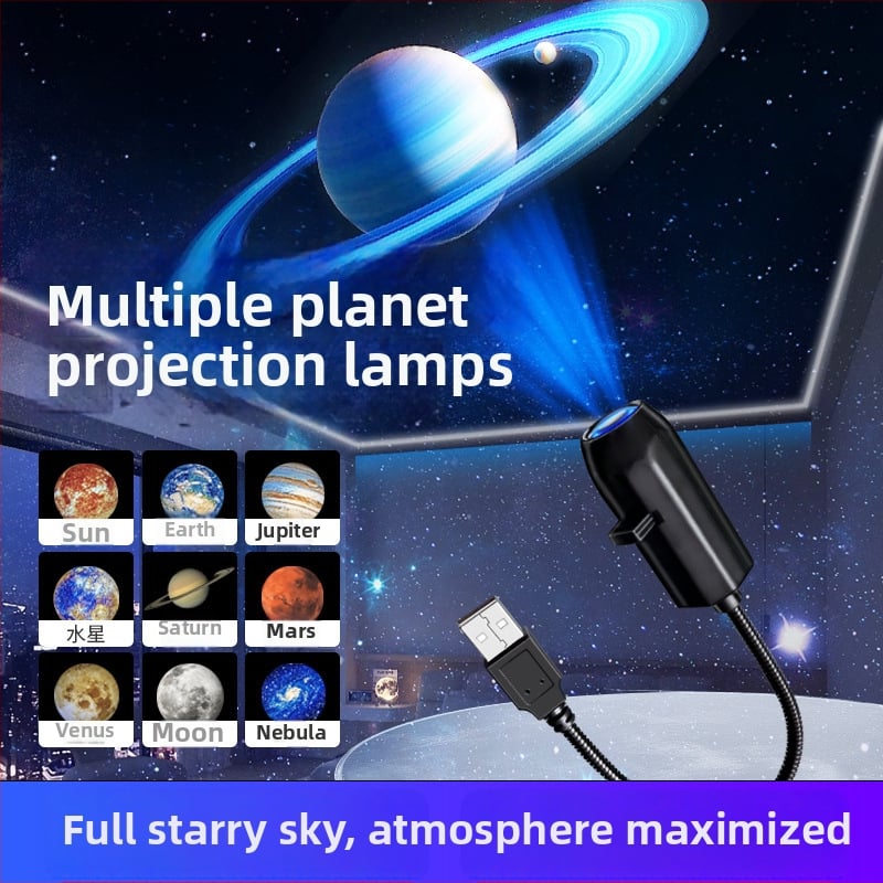 Lampa s noćnim nebom i mjesecom za spavaću sobu, kreativna noćna svjetiljka, promjenjivi projekcijski projektor s pozadinskim osvjetljenjem