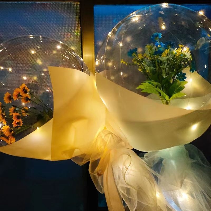 Bobo balon buket sa svjetlima, tema priznanje, papir, okrugli baloni, pad na zemlju, bez logotipa