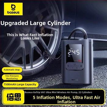 Baseus GoTrip VA1 Μίνι Ασύρματος Φουσκωτήρας Ελαστικών Αυτοκινήτου, 12V, 120W, 40 L/min, 3 m σωληνάκι, Ψηφιακή Οθόνη