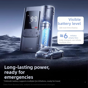 Baseus GoTrip VA1 Μίνι Ασύρματος Φουσκωτήρας Ελαστικών Αυτοκινήτου, 12V, 120W, 40 L/min, 3 m σωληνάκι, Ψηφιακή Οθόνη