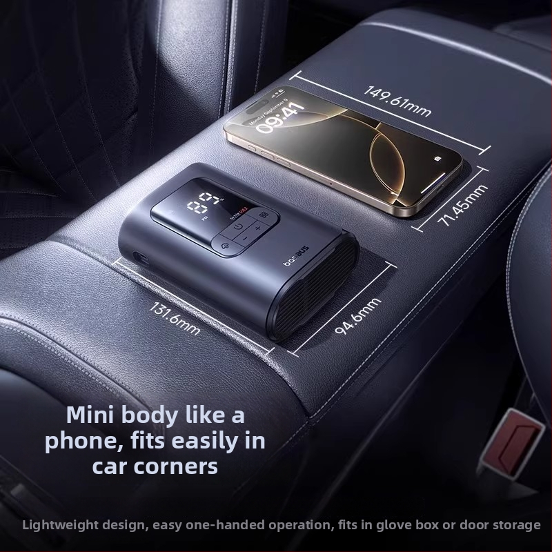 Baseus GoTrip VA1 Μίνι Ασύρματος Φουσκωτήρας Ελαστικών Αυτοκινήτου, 12V, 120W, 40 L/min, 3 m σωληνάκι, Ψηφιακή Οθόνη