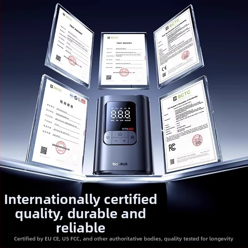 Baseus GoTrip VA1 Μίνι Ασύρματος Φουσκωτήρας Ελαστικών Αυτοκινήτου, 12V, 120W, 40 L/min, 3 m σωληνάκι, Ψηφιακή Οθόνη