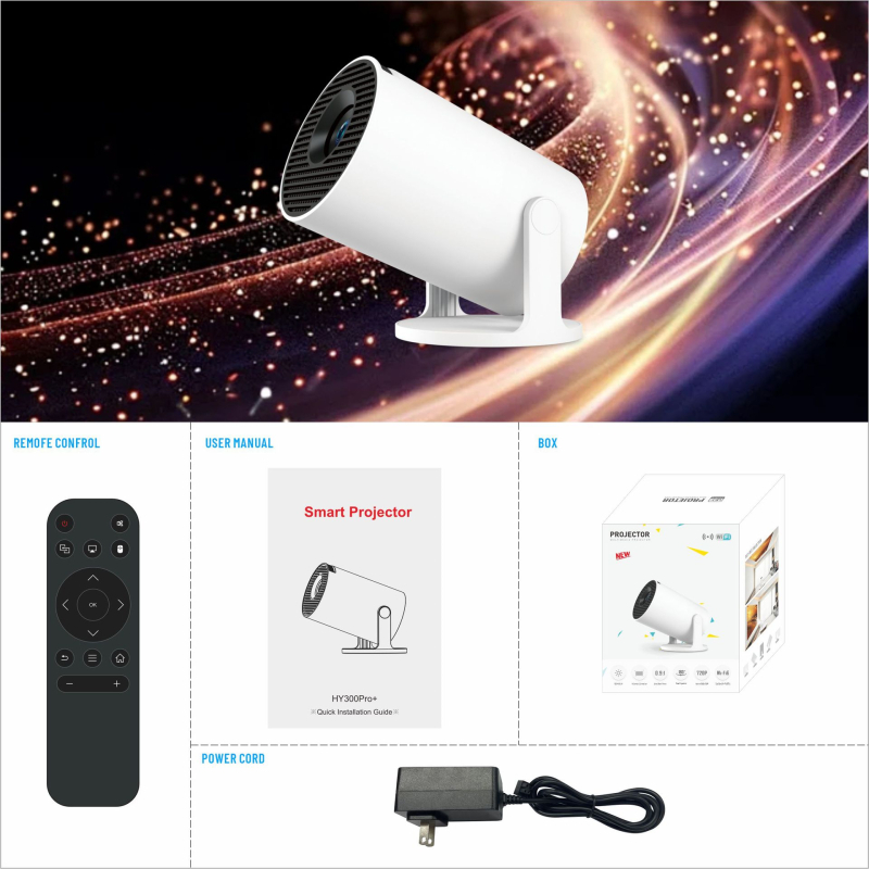 Prijenosni projektor HY300PRO+ CY300pro+ 1080P, 60W, 170 lm, 3C certificiran
