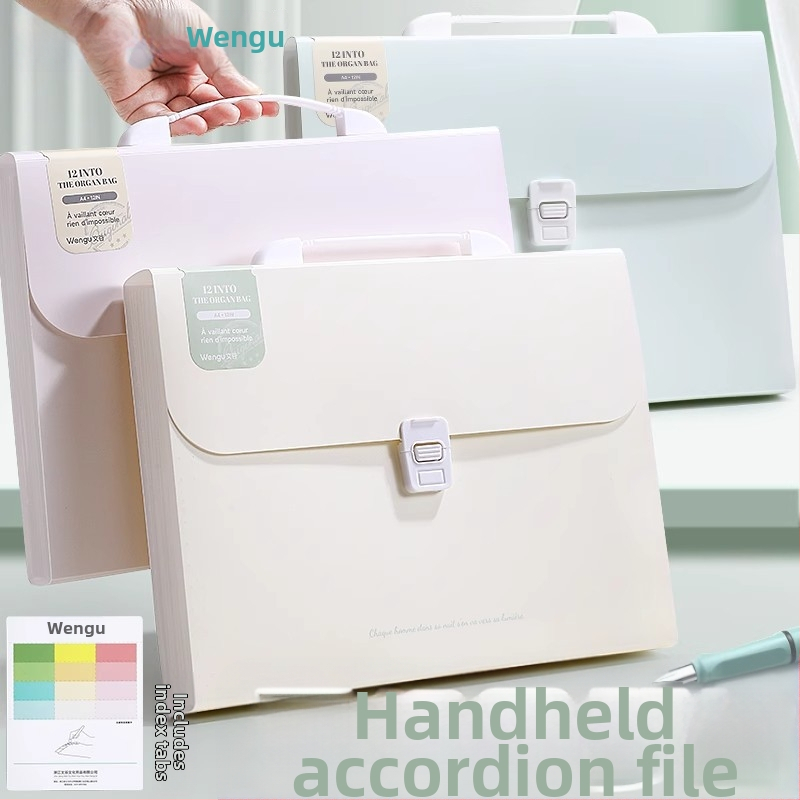 Wengu prenosný akordeónový priečinok na dokumenty, 12 priehrad, viacvrstvový, PP materiál, hrúbka 0,6 mm