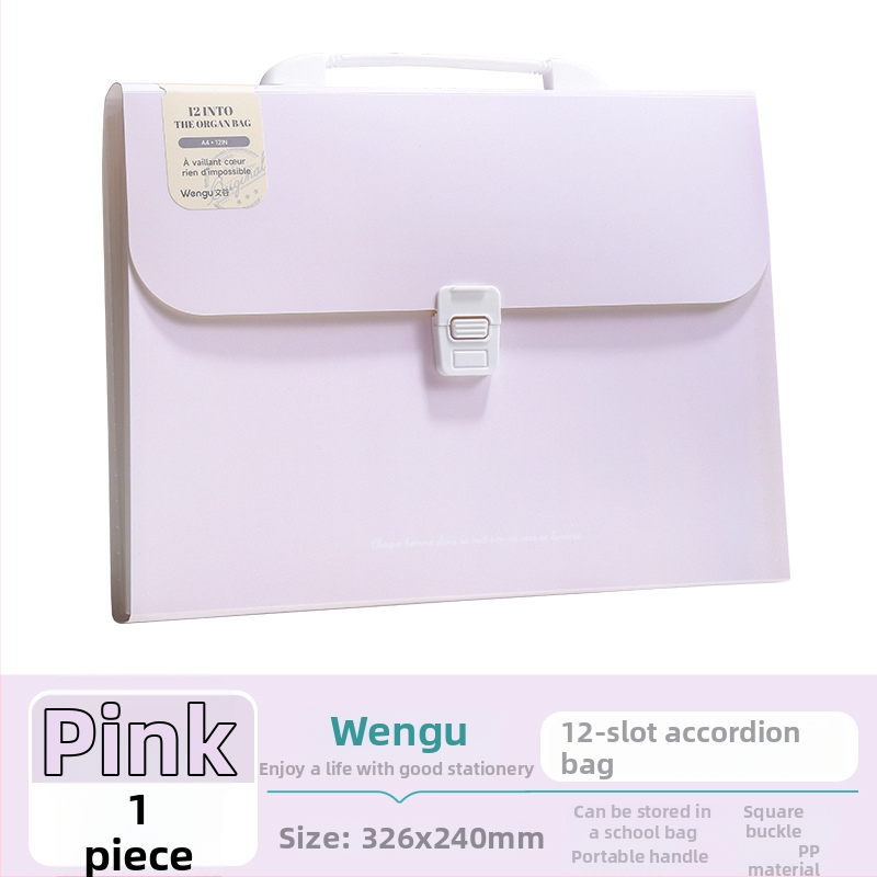 Wengu prenosný akordeónový priečinok na dokumenty, 12 priehrad, viacvrstvový, PP materiál, hrúbka 0,6 mm