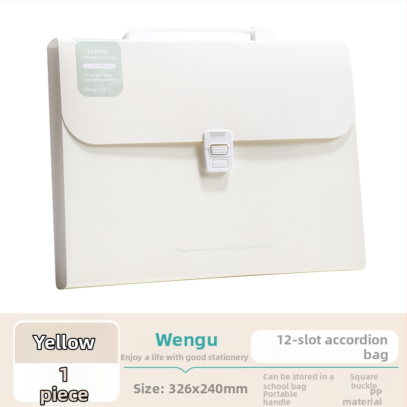 Wengu prenosný akordeónový priečinok na dokumenty, 12 priehrad, viacvrstvový, PP materiál, hrúbka 0,6 mm