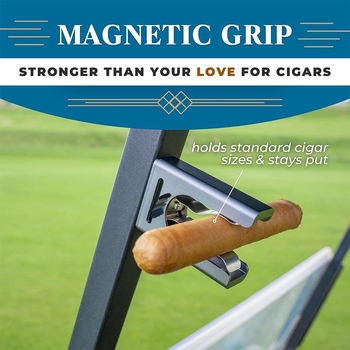 Golf držač cigare s magnetskom bazom, metalni klip, prilagodljiv, materijal: aluminijska legura + nehrđajući čelik