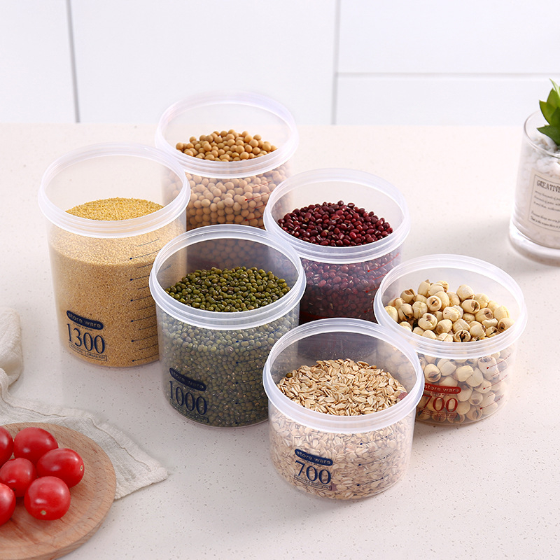 Прозрачен запечатан кухненски буркан за сухи продукти, 700 ml, пластмасов, марка Qiyu, корейски стил