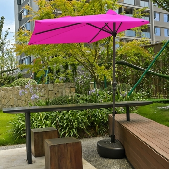 Ομπρέλα ήλιου με κεντρική στήλη για εξωτερικούς χώρους, πολυεστερική κουκούλα, μεταλλικός σκελετός, 8 ακτίνες, χειροκίνητο άνοιγμα/κλείσιμο, UPF 40+