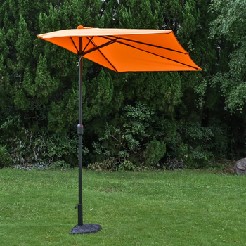 Ομπρέλα ήλιου με κεντρική στήλη για εξωτερικούς χώρους, πολυεστερική κουκούλα, μεταλλικός σκελετός, 8 ακτίνες, χειροκίνητο άνοιγμα/κλείσιμο, UPF 40+