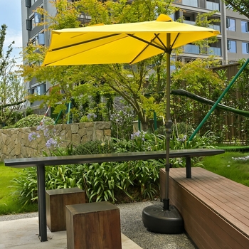 Ομπρέλα ήλιου με κεντρική στήλη για εξωτερικούς χώρους, πολυεστερική κουκούλα, μεταλλικός σκελετός, 8 ακτίνες, χειροκίνητο άνοιγμα/κλείσιμο, UPF 40+