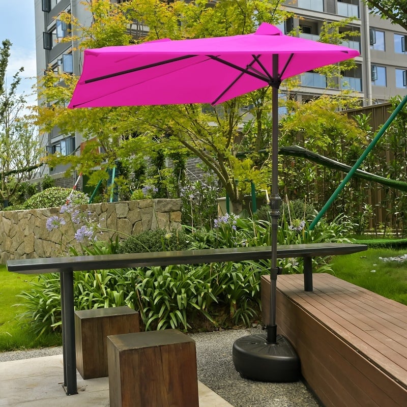 Ομπρέλα ήλιου με κεντρική στήλη για εξωτερικούς χώρους, πολυεστερική κουκούλα, μεταλλικός σκελετός, 8 ακτίνες, χειροκίνητο άνοιγμα/κλείσιμο, UPF 40+