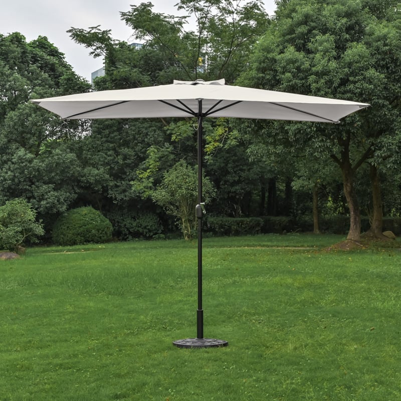 Ομπρέλα ήλιου με κεντρική στήλη για εξωτερικούς χώρους, πολυεστερική κουκούλα, μεταλλικός σκελετός, 8 ακτίνες, χειροκίνητο άνοιγμα/κλείσιμο, UPF 40+