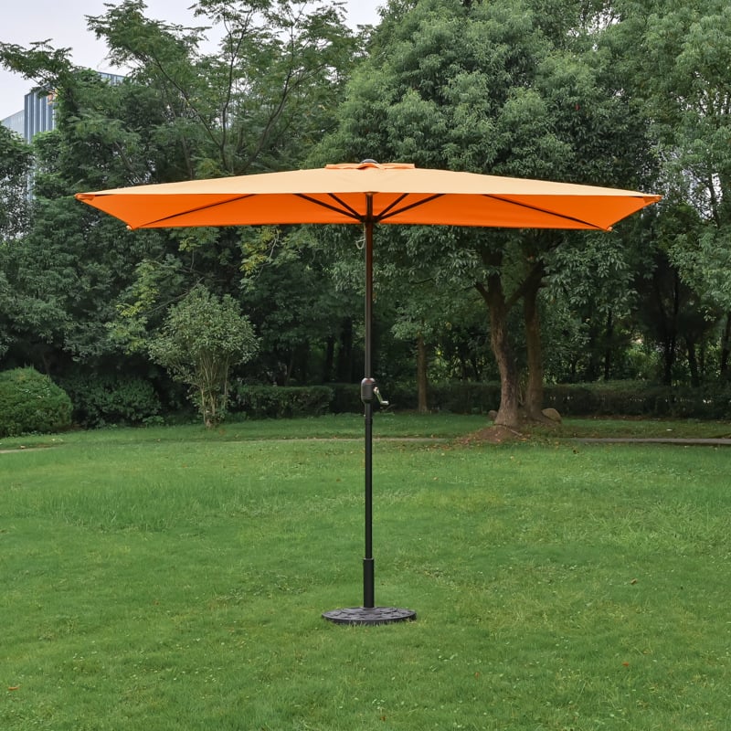 Ομπρέλα ήλιου με κεντρική στήλη για εξωτερικούς χώρους, πολυεστερική κουκούλα, μεταλλικός σκελετός, 8 ακτίνες, χειροκίνητο άνοιγμα/κλείσιμο, UPF 40+