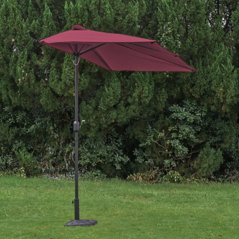 Ομπρέλα ήλιου με κεντρική στήλη για εξωτερικούς χώρους, πολυεστερική κουκούλα, μεταλλικός σκελετός, 8 ακτίνες, χειροκίνητο άνοιγμα/κλείσιμο, UPF 40+