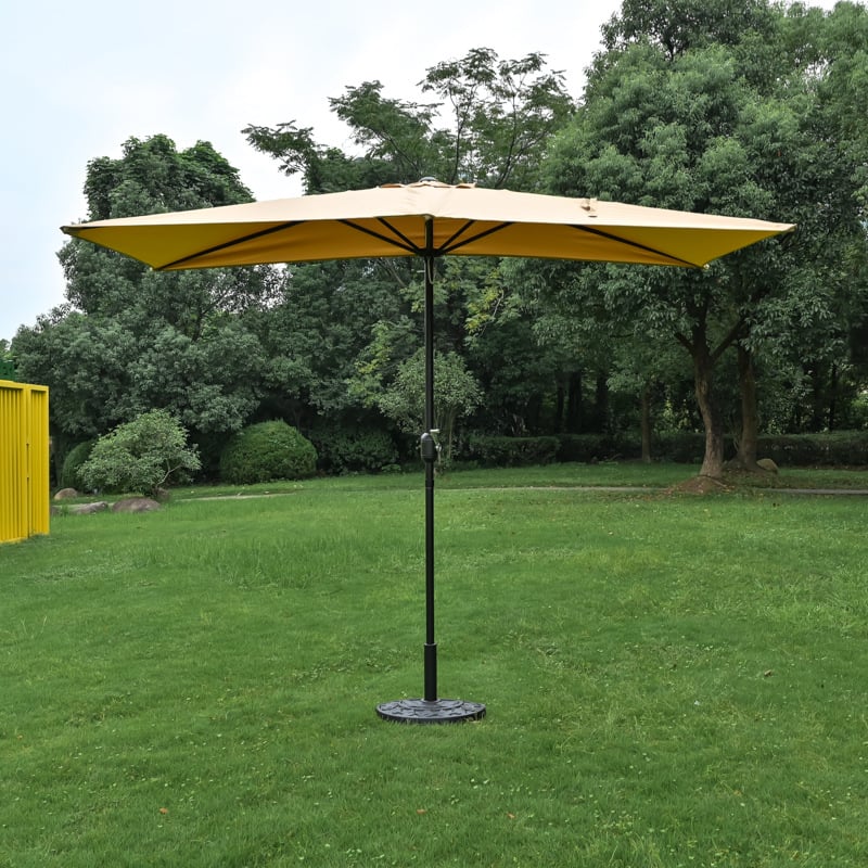 Ομπρέλα ήλιου με κεντρική στήλη για εξωτερικούς χώρους, πολυεστερική κουκούλα, μεταλλικός σκελετός, 8 ακτίνες, χειροκίνητο άνοιγμα/κλείσιμο, UPF 40+