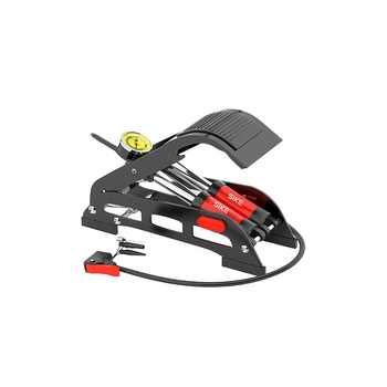 Pedálos légtartó pumpa autókhoz és kerékpárokhoz — vas test, maximális nyomás 160 psi, hossz 295 mm, tömeg 1.8 kg, modell QT