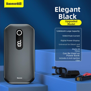 Baseus Pro 12V Εκκινητής Έκτακτης Ανάγκης Αυτοκινήτου, 10A, Κάτω από 80W, Ψηφιακή Οθόνη, Φόρτιση USB
