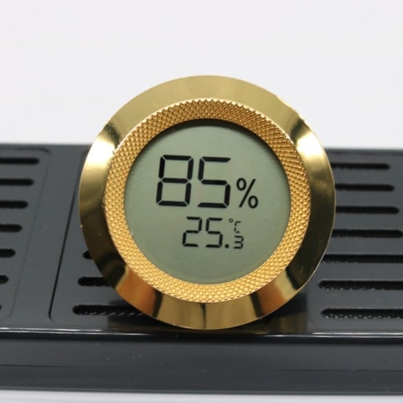 Metalni kružni digitalni termometar i higrometar za kutiju za cigare, mjerenje vlage, CF prekidač, ručno izrađeno, prilagodljivo