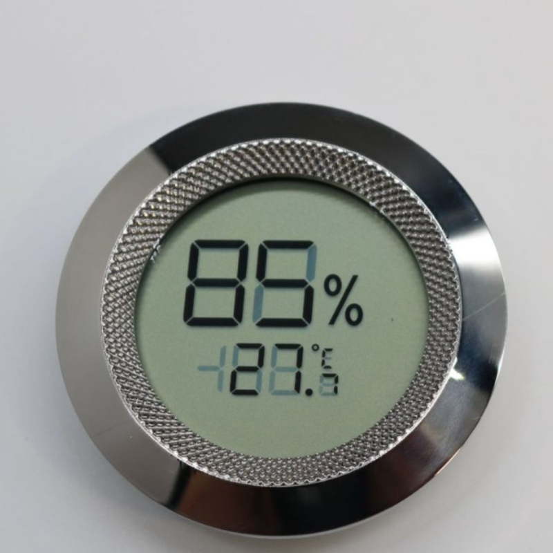 Metalni kružni digitalni termometar i higrometar za kutiju za cigare, mjerenje vlage, CF prekidač, ručno izrađeno, prilagodljivo
