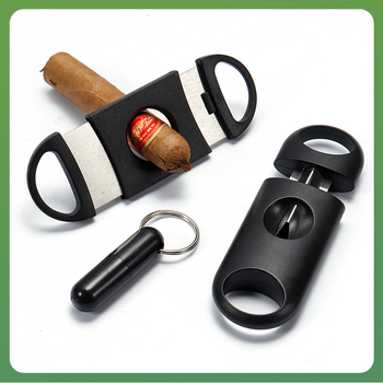 Trodjelni set alata za cigare: igla za cigare, V-oblik rezac, dvostrani rezač; nehrđajući čelik; ručna izrada; bruseni završni sloj